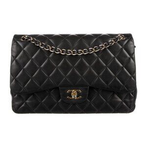 CHANEL Jumbo Classic Double Flap Bag Black Lambskin GHW $11700